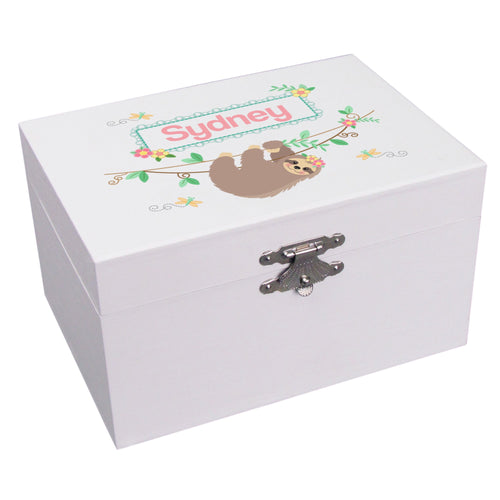 Personalized Ballerina Jewelry Box - Floral Sloth
