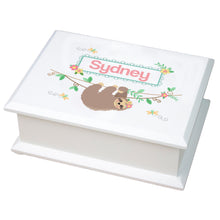 Personalized Lift Top Jewelry Box - Floral Sloth