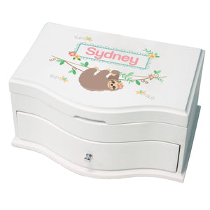 Personalized Princess Jewelry Box - Floral Sloth