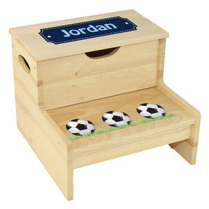 Wood Storage Stool - Soccer Balls