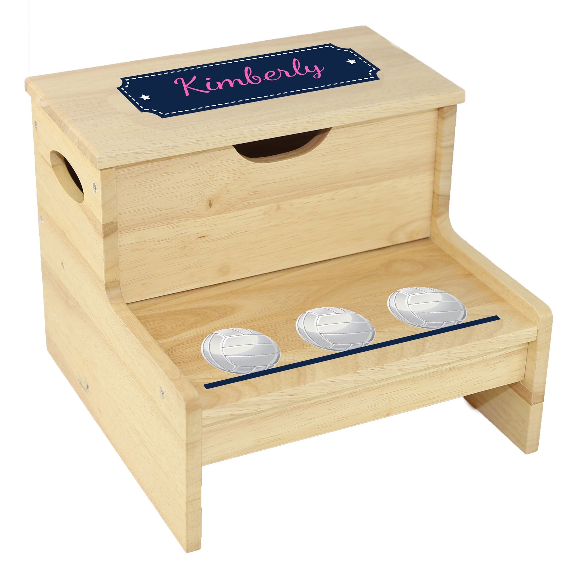 Wood Storage Stool - Volleyballs - MyBambino.com