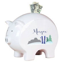 Personalized Piggy Bank - Mountain Ski