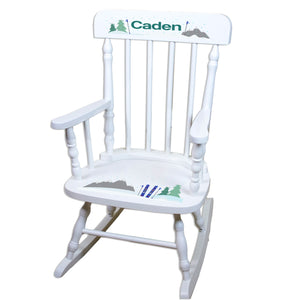 Mountain Ski White Spindle Rocking Chair
