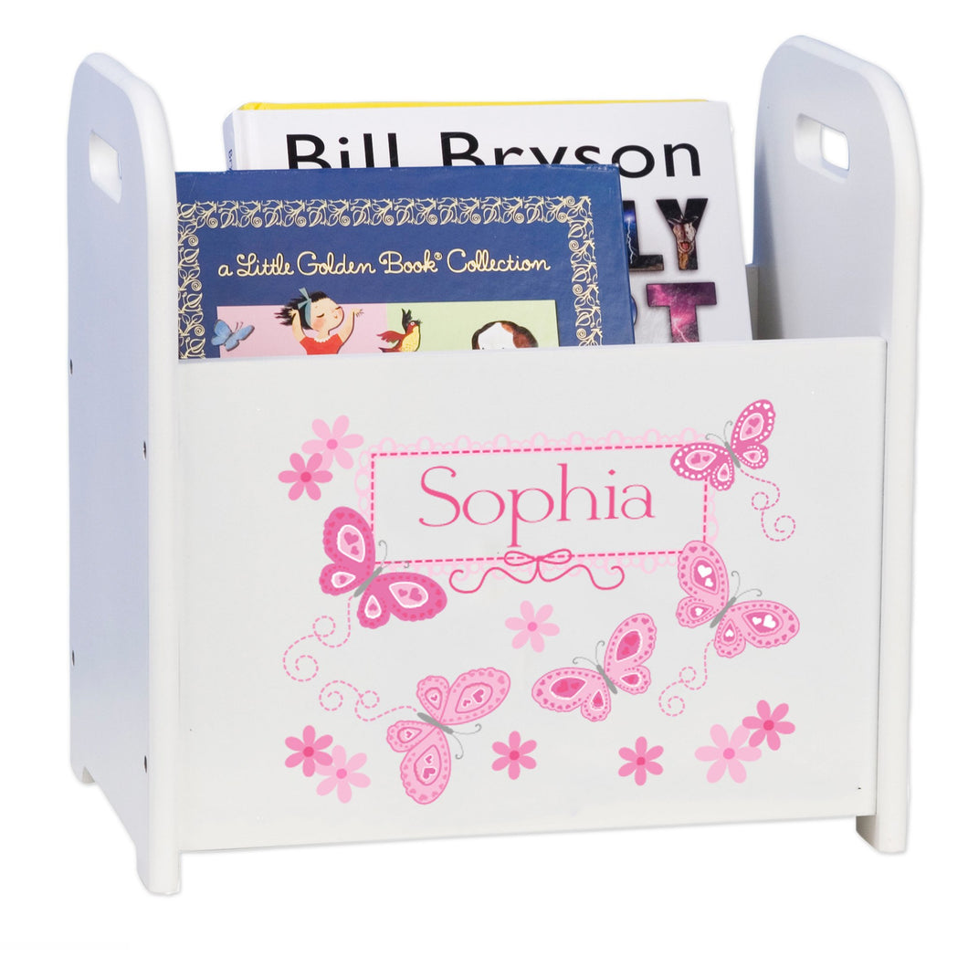 Personalized Book Caddy - Pink Butterflies