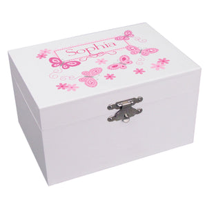 Pink Butterflies Musical Ballerina Jewelry Box