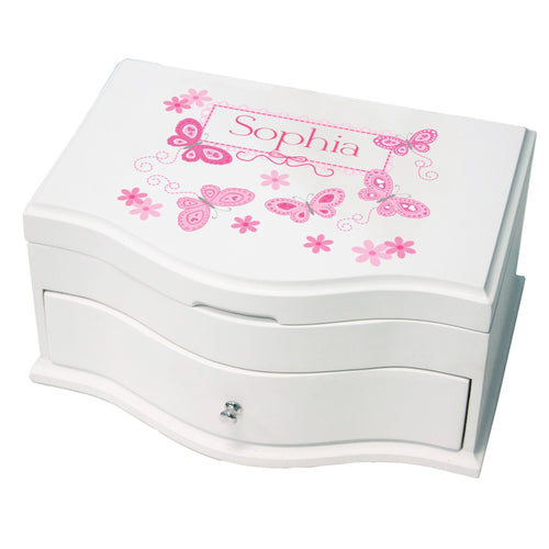 Girl's Princess Jewelry Box - Pink Butterflies