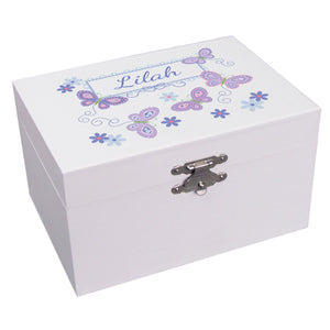 Lavender Butterflies Musical Ballerina Jewelry Box
