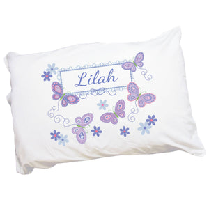 Girl's Lavender Butterflies Pillowcase