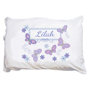 Girl's Lavender Butterflies Pillowcase