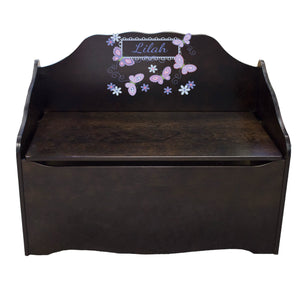 Personalized Butterflies lavender Espresso Toy Chest