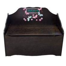 Personalized Butterflies aqua pink Espresso Toy Chest