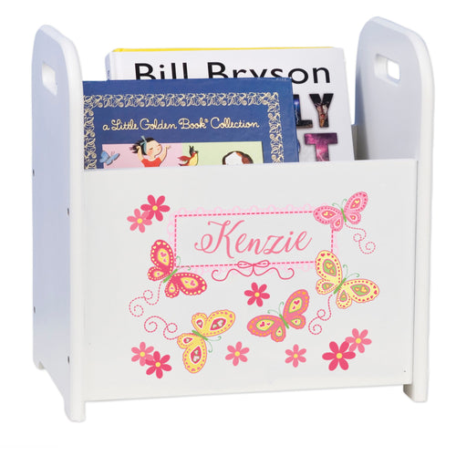 Personalized Book Caddy -Pink & Yellow Butterflies