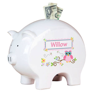 Personalized Piggy Bank - Calico Owl