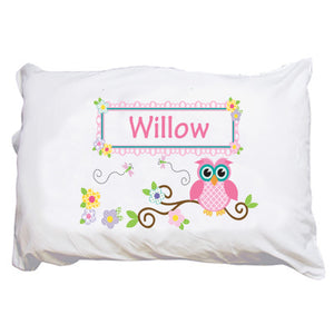 Personalized Girl's Calico Owl Pillowcase