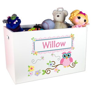 Open Top Toy Box - Pink Owl