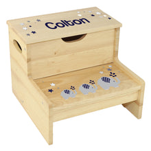 Wood Storage Stool - Navy Elephant