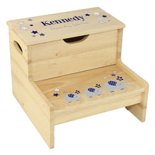 Wood Storage Stool - Navy Elephant