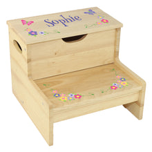 Wood Storage Stool - Bright Butterfly Garland
