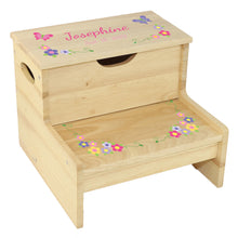 Wood Storage Stool - Bright Butterfly Garland