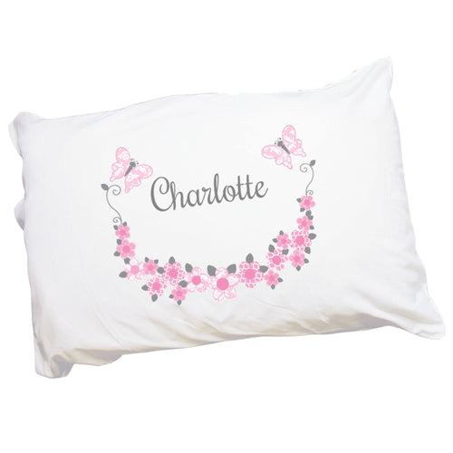 Personalized Pink Gray Garland Pillowcase