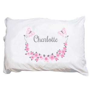 Personalized Pink Gray Garland Pillowcase