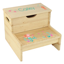 Wood Storage Stool - Mermaid red hair