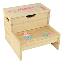 Wood Storage Stool - Mermaid red hair