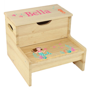 Wood Storage Stool - Brunette Mermaid