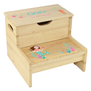 Wood Storage Stool - Brunette Mermaid