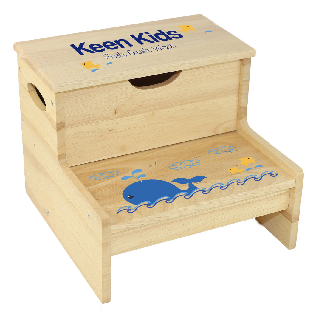 Wood Storage Stool - Blue Whale