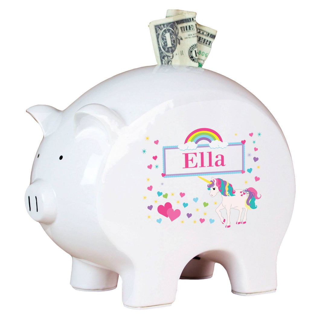 Personalized Piggy Bank - Unicorn
