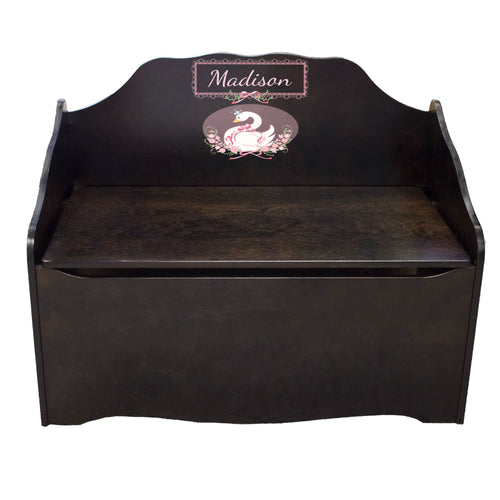 Personalized Swan Espresso Toy Chest
