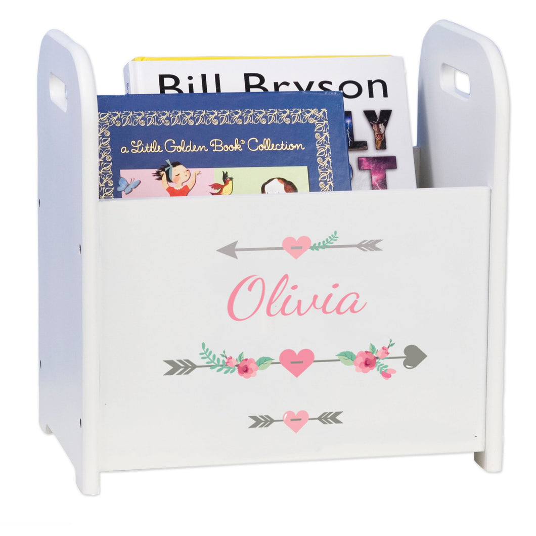 Personalized Girl Tribal Arrows White Book Caddy