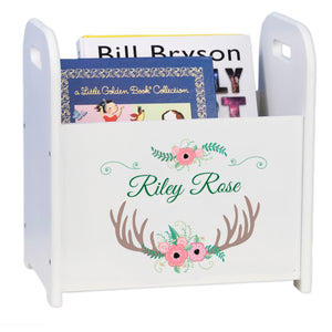Personalized Floral Antler Book Caddy