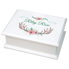Lift Top Jewelry Box - Floral Antler