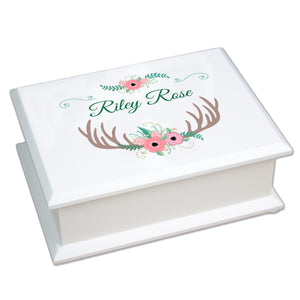 Lift Top Jewelry Box - Floral Antler