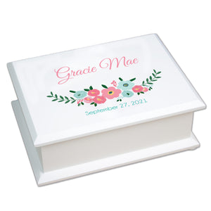 Lift Top Jewelry Box - Teal Spring Floral Flower Girl