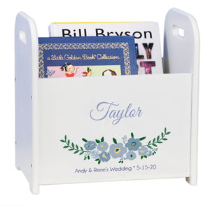 Personalized Book Caddy - Blue Spring Floral
