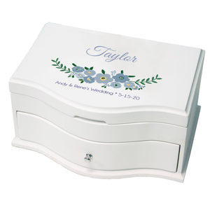 Personalized Princess Jewelry Box - Blue Spring Floral