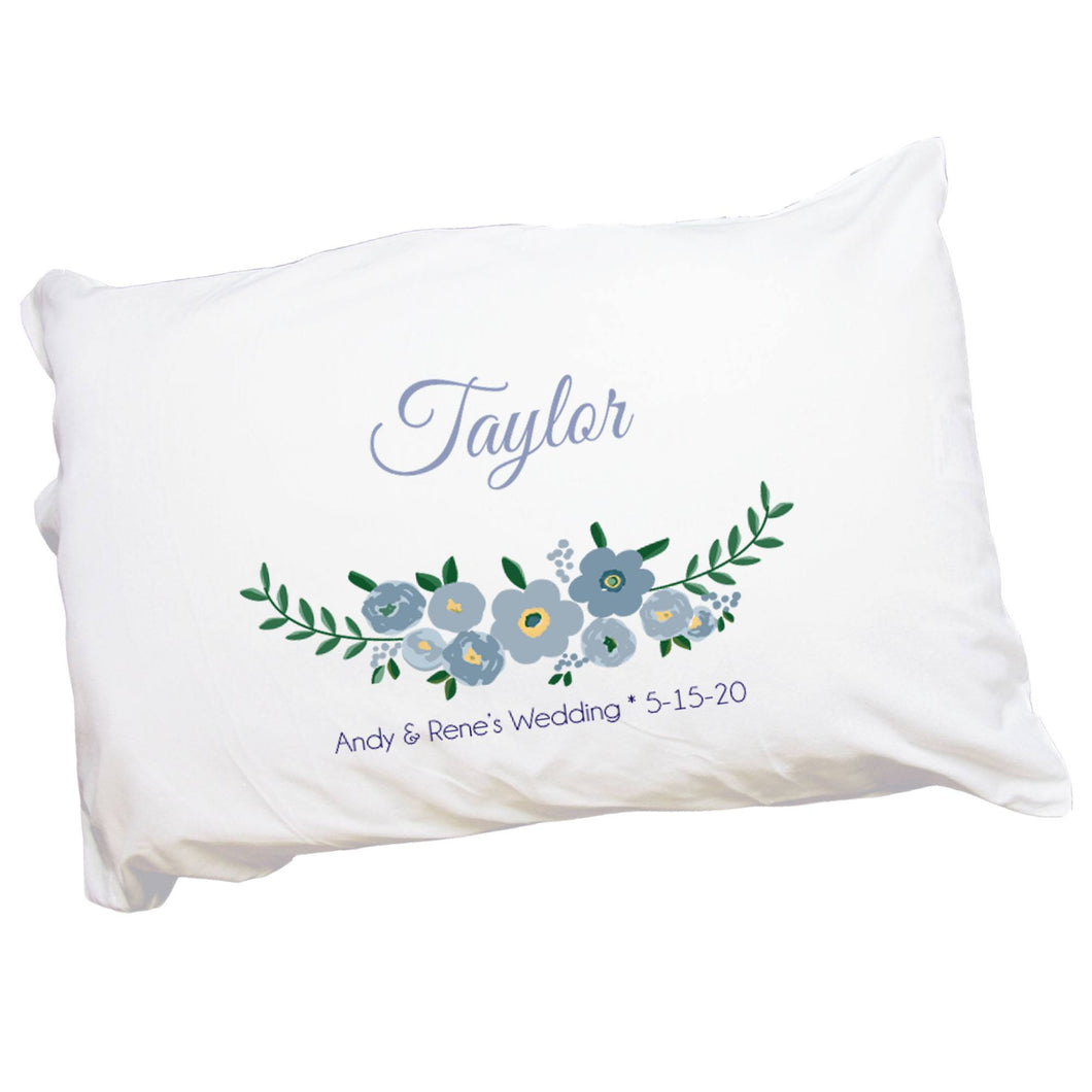 Personalized Pillowcase - Blue Spring Floral