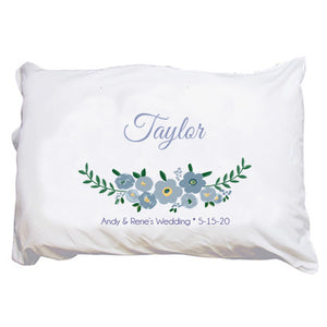 Personalized Pillowcase - Blue Spring Floral
