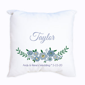 Personalized Throw Pillow - Blue Spring Floral