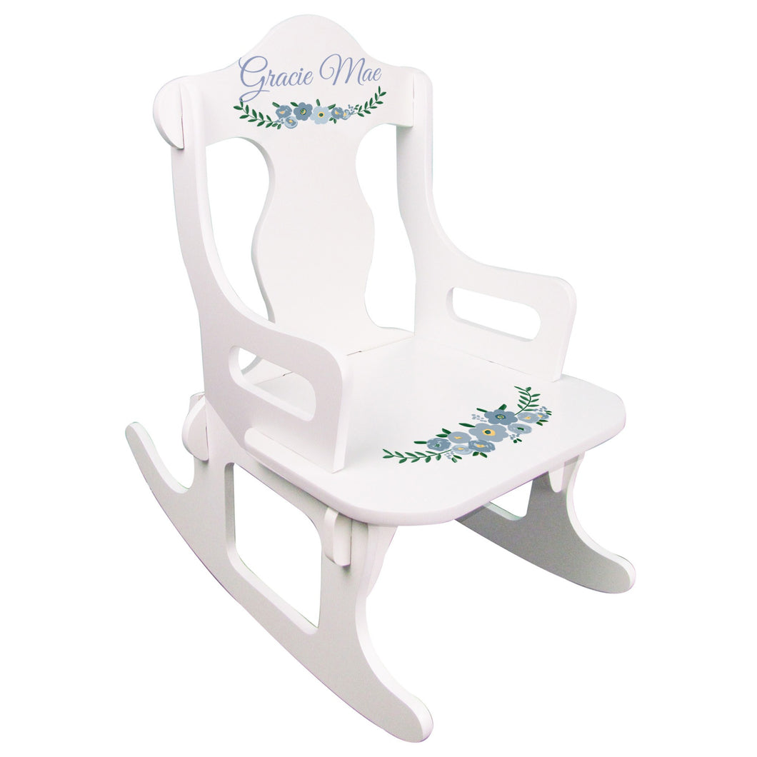 Personalized Puzzle Rocker - Blue Spring Floral