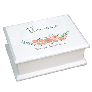 Personalized Lift Top Jewelry Box - Blush Spring Floral