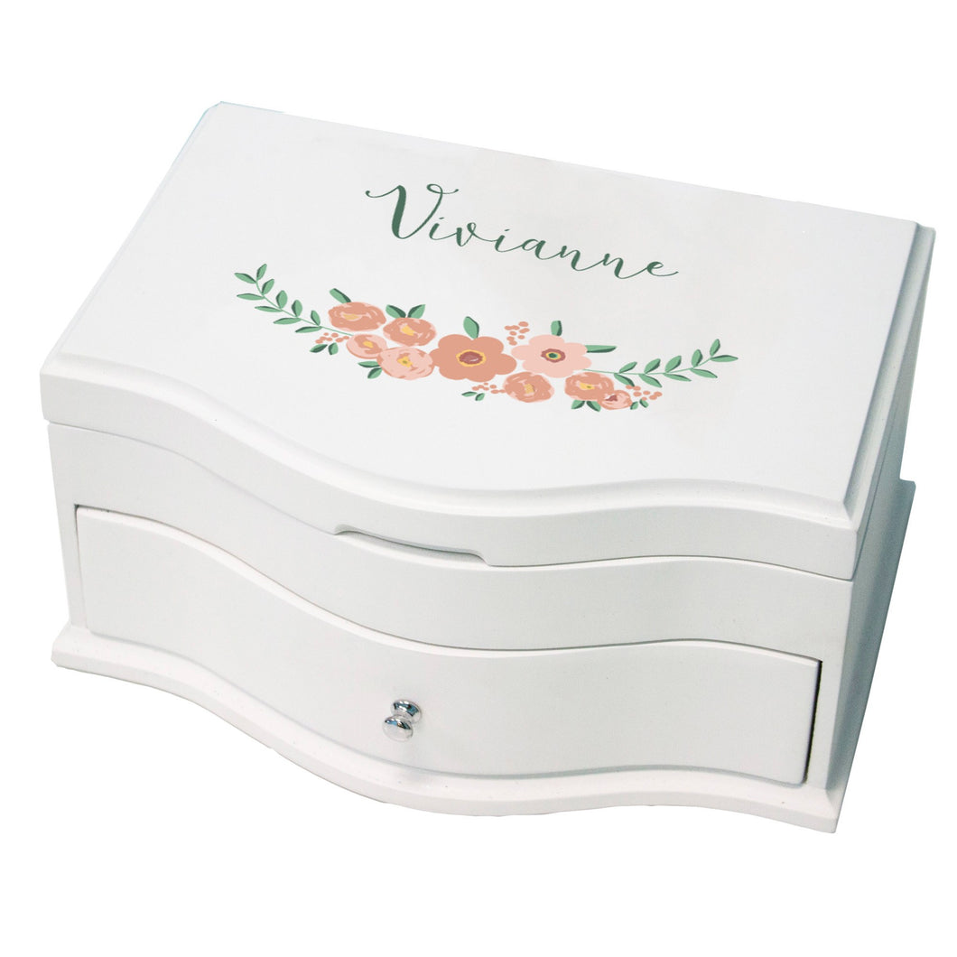 Personalized Princess Jewelry Box - Blush Spring Floral