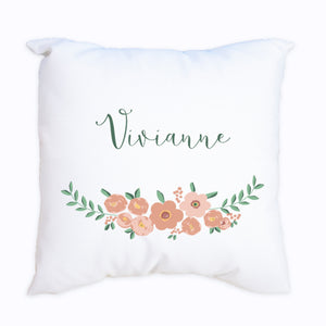 Personalized Throw Pillow - Blush Spring Floral