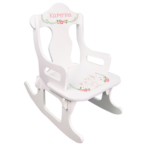 Personalized Puzzle Rocker - Floral Bunny