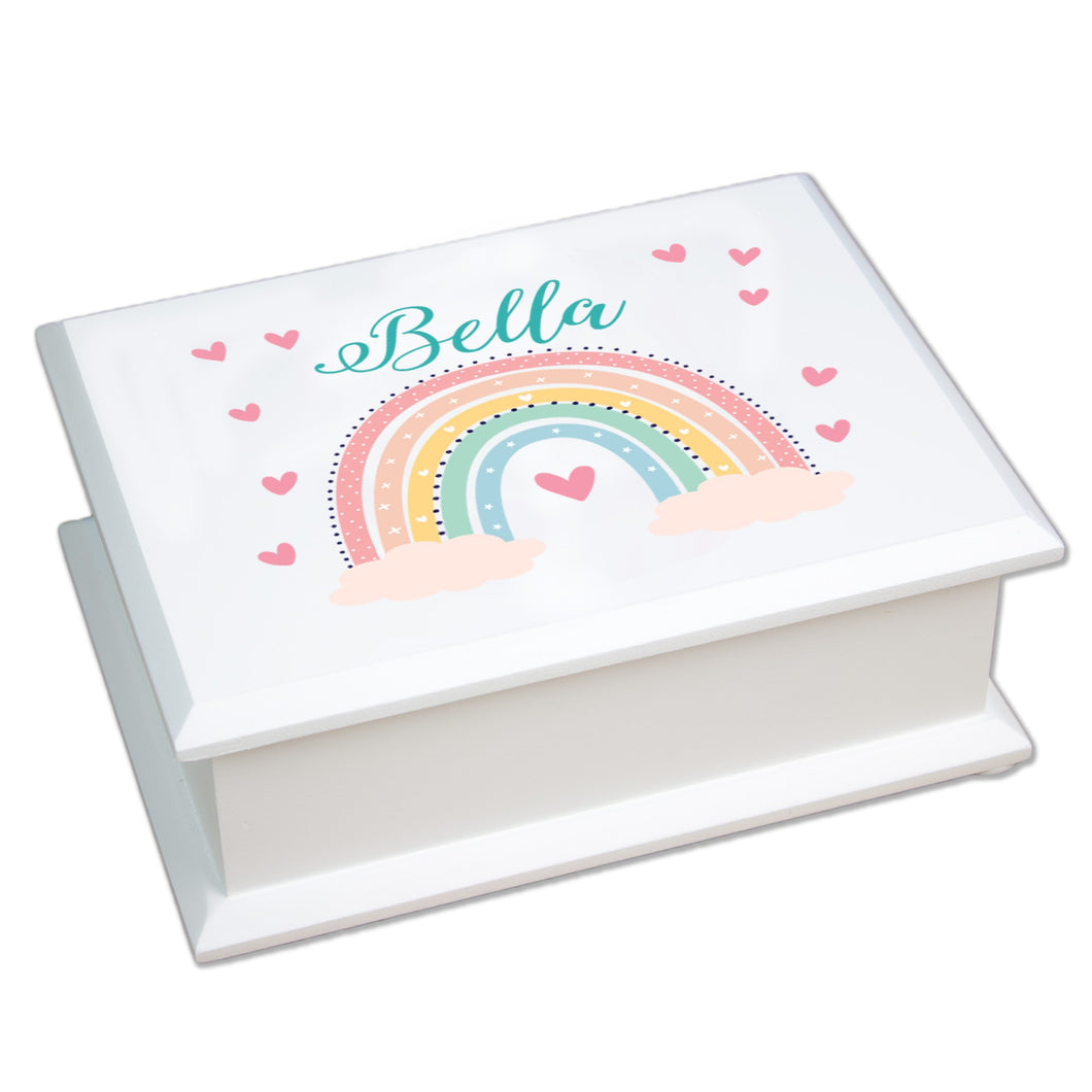 Personalized Boho Rainbow Lift Top Jewelry Box