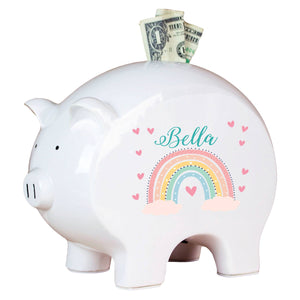 Personalized Boho Rainbow Piggy Bank