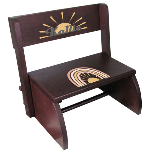 Personalized Retro Boho Rainbow Espresso Flip Stool